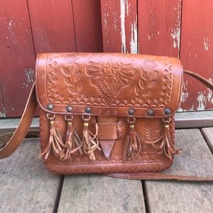Vintage Leather Tooled Bag